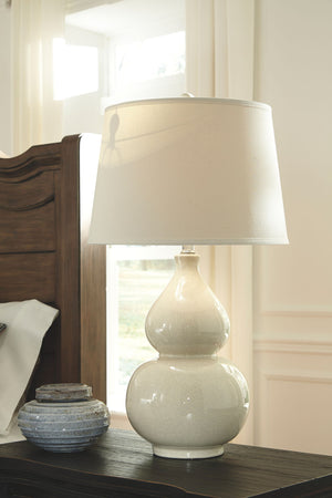 Saffi - Ceramic Table Lamp  - Cream - R&R Furniture Gallery (Fountain Valley, CA)