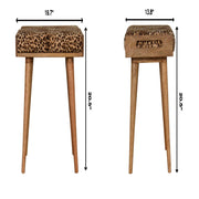 Leopard Tray Style Footstool - Brown Oak - R&R Furniture Gallery (Fountain Valley, CA)