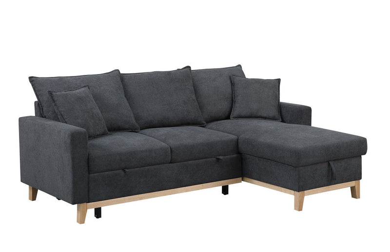 Colton - Reversible Sleeper Sectional Sofa With Storage Chaise - Dark Gray - R&R Furniture Gallery (Fountain Valley, CA)