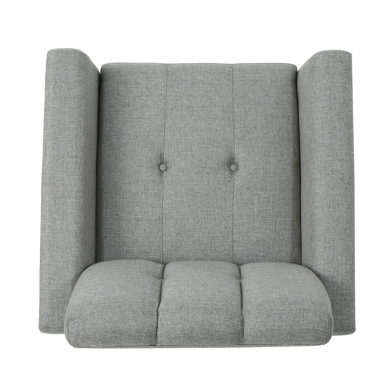 Fabric Channel Stitch Club Chair With Tufted Back - Gray - R&R Furniture Gallery (Fountain Valley, CA)