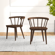 Set of two Ashcroft Furniture Kingsley dining chairs in brown with wooden legs and upholstered seats.