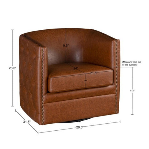 Swivel Chair With Tufted Barrel Design And Nailhead Accents - R&R Furniture Gallery (Fountain Valley, CA)