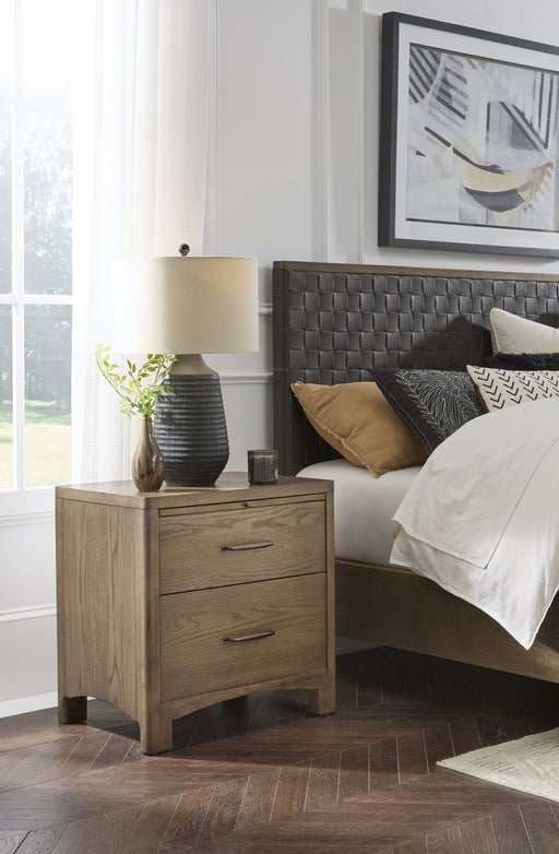 Modus Arden 2-Drawer NS in Tavern Brown, featuring sleek wooden finish and modern hardware, shown as a standalone furniture piece.