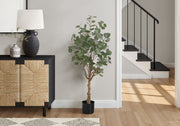 46" Tall, Artificial Plant, Eucalyptus Tree, Indoor, Faux, Fake, Floor, Greenery, Potted, Decorative - Green / Black - R&R Furniture Gallery (Fountain Valley, CA)