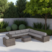 Modern Patio Rattan Sectional Set With Cushions - R&R Furniture Gallery (Fountain Valley, CA)