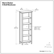 Warm Shaker - 5 Shelf Bookcase - R&R Furniture Gallery (Fountain Valley, CA)