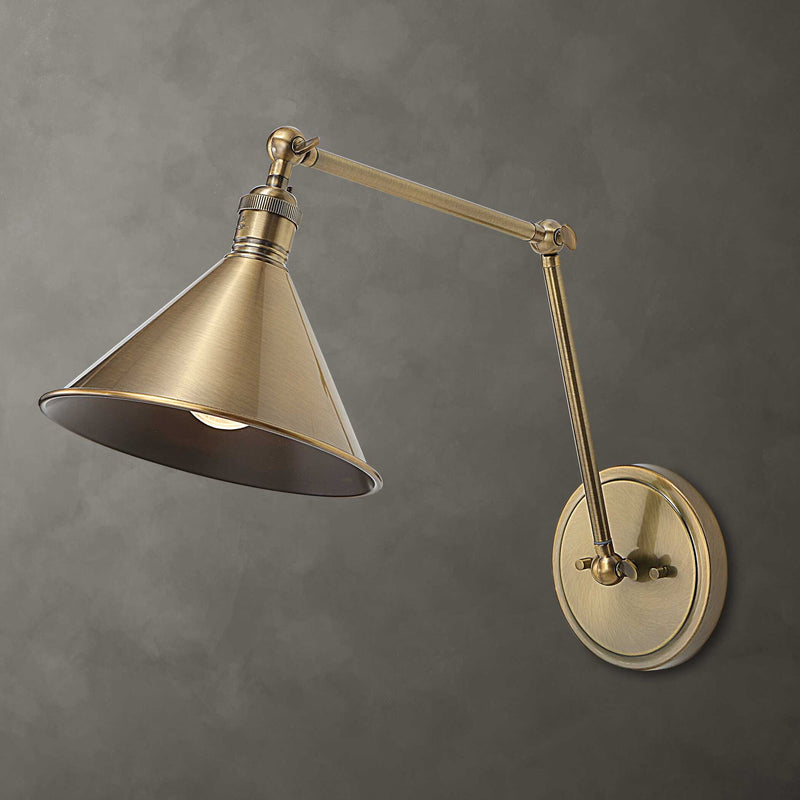 Uttermost Exeter 1 Light Adjustable Gold Sconce with sleek modern design and adjustable arm for versatile lighting.