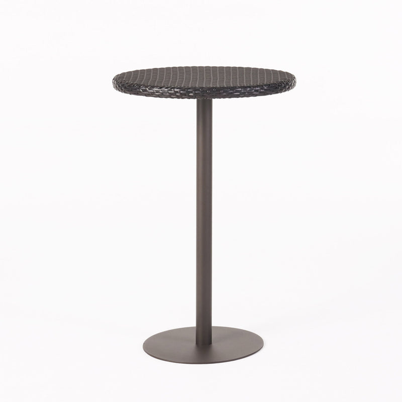Outdoor Round Rattan Bar Table With Iron Frame - Multi Brown - R&R Furniture Gallery (Fountain Valley, CA)