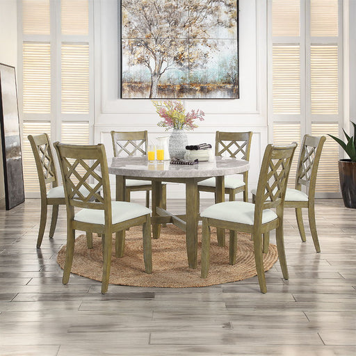Karsen - Dining Table With Marble Top - Natural Marble Top & Rustic Oak - R&R Furniture Gallery (Fountain Valley, CA)