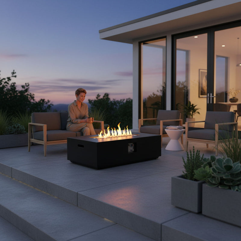 Propane / Natural Gas Fire Pit Table, 50,000 BTU - Charcoal - R&R Furniture Gallery (Fountain Valley, CA)