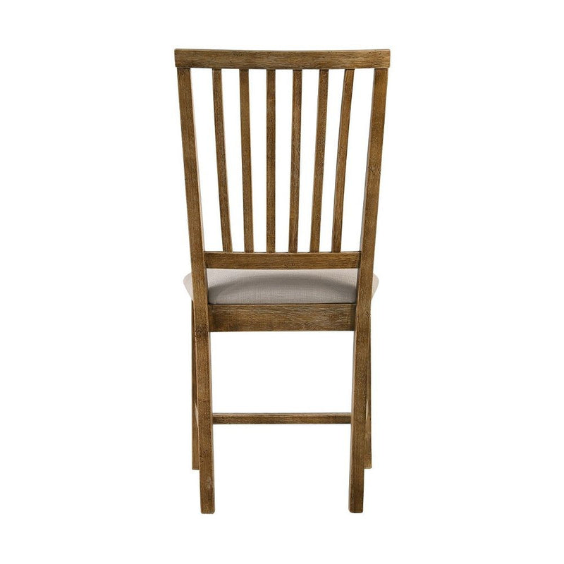 Wallace II - Side Chair (Set of 2) - Tan Linen & Weathered Oak - R&R Furniture Gallery (Fountain Valley, CA)