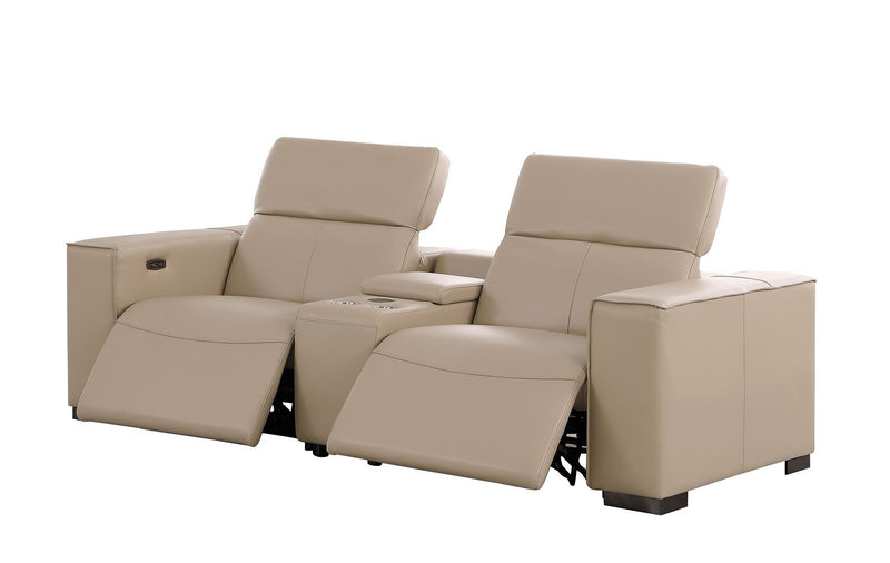 1208 - Modular Leather Set With 6 Power Recliners & Power Headrests
