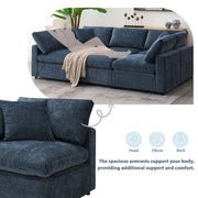 Luxe & Co. modern modular cloud sofa bed with six seats, U-shaped sectional couch and ottoman for living room comfort