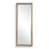 Silver metallic floor mirror by Uttermost, Cacelia design, featuring a sleek, modern mirror with a reflective silver frame.