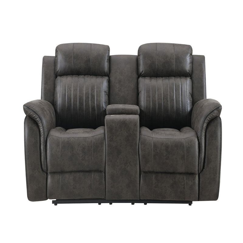 Steban - Console Reclining Loveseat - Gray - R&R Furniture Gallery (Fountain Valley, CA)