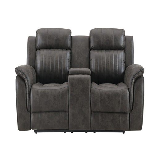 Steban - Console Reclining Loveseat - Gray - R&R Furniture Gallery (Fountain Valley, CA)