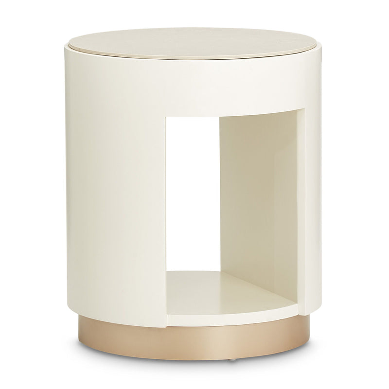 La Rachelle - Round End Table - Champagne - R&R Furniture Gallery (Fountain Valley, CA)