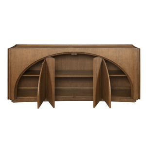 High Light - Lighted 4 Door Console Cabinet - Woodtone