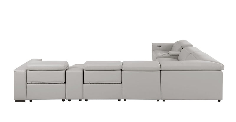1208 - 8 Piece L Shaped Leather Sectional With 3 Power Recliners & Power Headrests