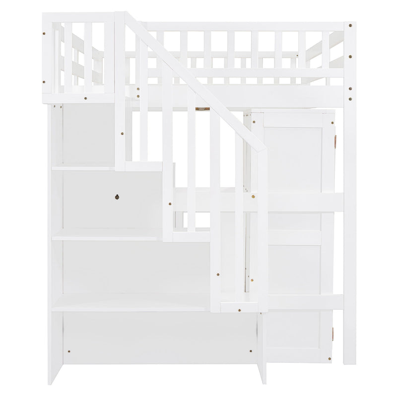 Loft Bed With Stairs, Bookshelf, Drawers, Desk & Wardrobe, Space Saving Multifunctional Furniture - R&R Furniture Gallery (Fountain Valley, CA)