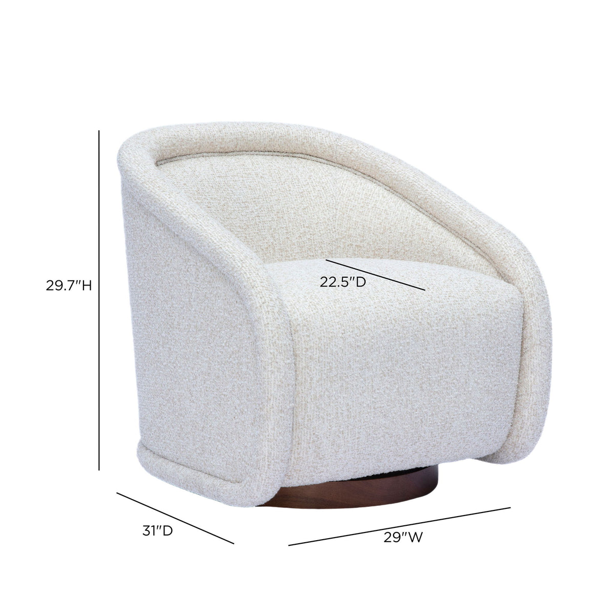 Clarke - Heavy Performance Boucle Swivel Accent Chair - Cream