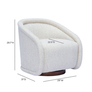 Clarke - Heavy Performance Boucle Swivel Accent Chair - Cream