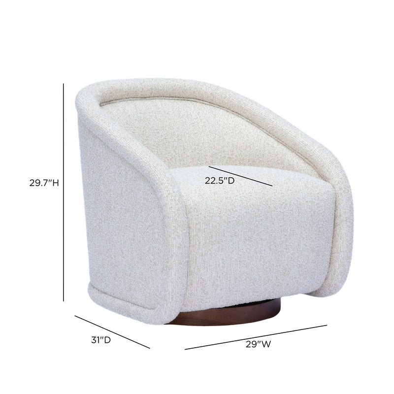 Clarke - Heavy Performance Boucle Swivel Accent Chair - Cream