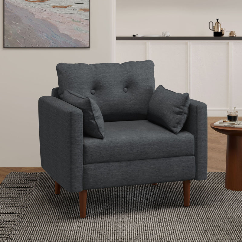 Enchantica - Upholstered Fabric Club Chair With Button Tufted And 2 Accent Pillows - R&R Furniture Gallery (Fountain Valley, CA)