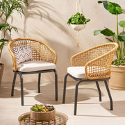 Outdoor Wicker Chair With Powder Coated Iron Legs - R&R Furniture Gallery (Fountain Valley, CA)
