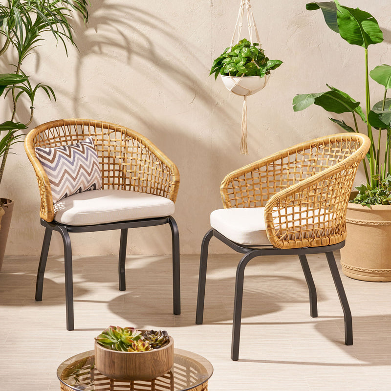 Outdoor Wicker Chair With Powder Coated Iron Legs - R&R Furniture Gallery (Fountain Valley, CA)