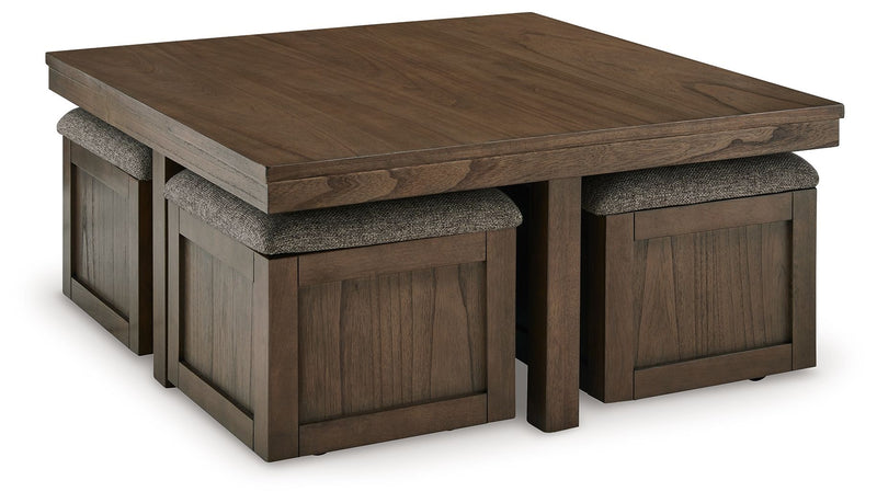 Boardernest - Cocktail Table With 4 Stools (Set of 5) - Brown - R&R Furniture Gallery (Fountain Valley, CA)