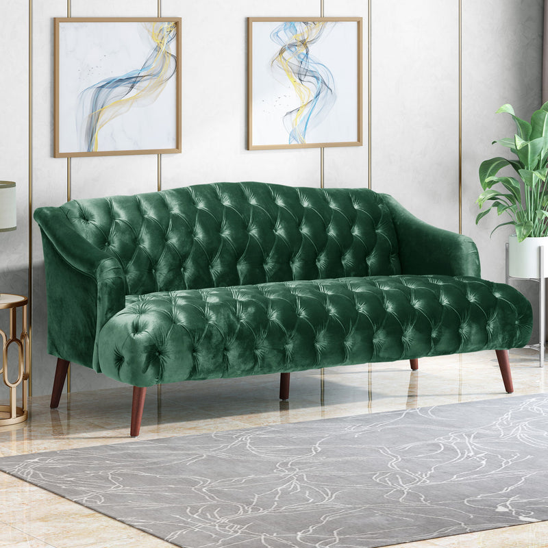 Comfy 3 Seat Sofa With Wooden Legs, For Living Room And Study - R&R Furniture Gallery (Fountain Valley, CA)