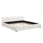 Elegant wide edge upholstered bed by Noble House with soft, plush fabric and modern design, featuring a wide headboard and clean lines.
