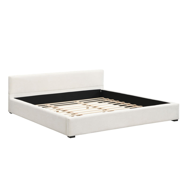 Elegant wide edge upholstered bed by Noble House with soft, plush fabric and modern design, featuring a wide headboard and clean lines.