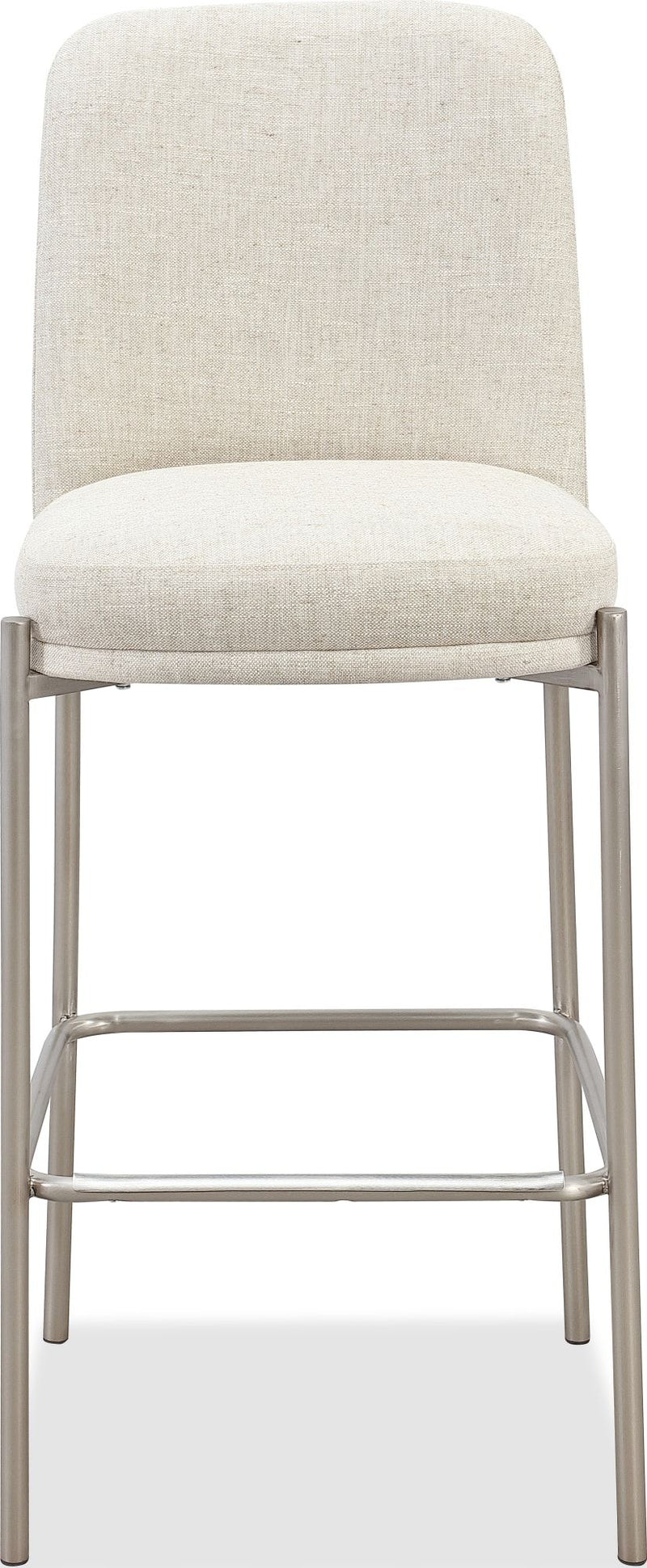 Dion Upholstered Bar Stool in Natural Light Linen and Brushed Nickel Metal
