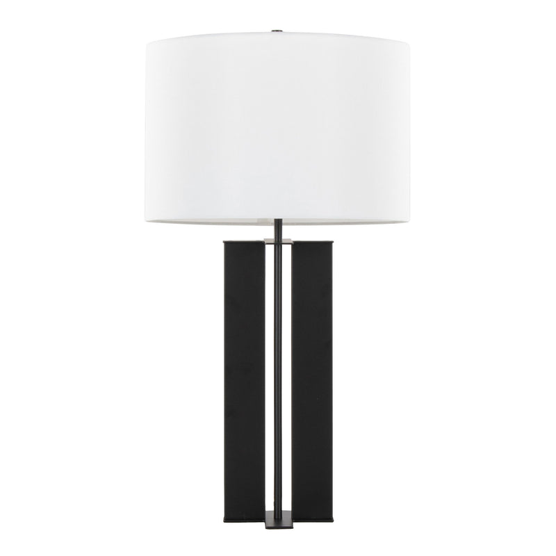 Lumi Source Cosmo contemporary table lamp with sleek design and round shade on a modern side table.