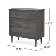 Nystrom - Mid Century Modern 3 Drawer Chest - R&R Furniture Gallery (Fountain Valley, CA)