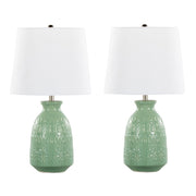 Lumi Source Claudia contemporary lamp set of 2 with sleek modern design, featuring metallic bases and neutral fabric shades.