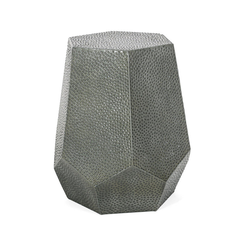 Modern hammered iron geometric end table from Noble House, featuring a stylish metallic finish and contemporary design.