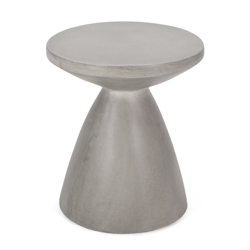 Noble House lightweight concrete side table, suitable for outdoor and indoor use, with a modern minimalist design.