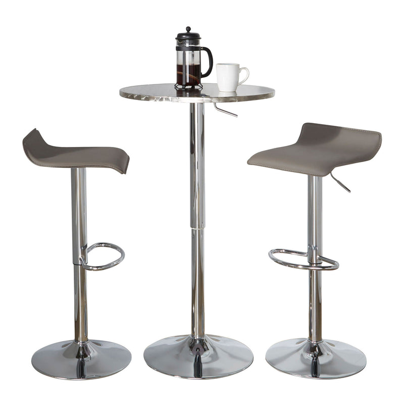 Lumi Source 3-piece bistro bar set with round table and adjustable oval footrests for contemporary dining rooms
