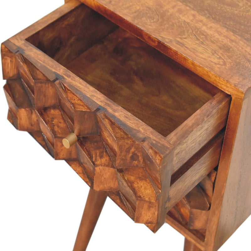 Mini Cube Carved 2 Drawer Nightstand - R&R Furniture Gallery (Fountain Valley, CA)