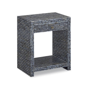 Black TOV Furniture Cassis accent nightstand with sleek design and modern style, featuring a smooth surface and minimalist hardware.