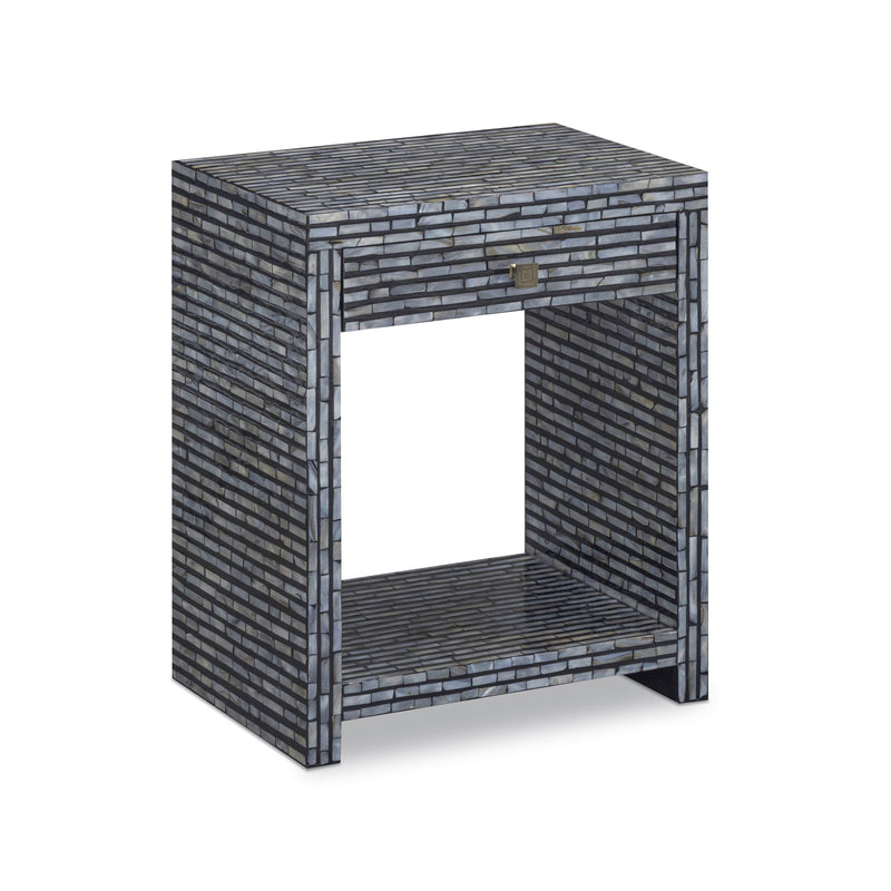 Black TOV Furniture Cassis accent nightstand with sleek design and modern style, featuring a smooth surface and minimalist hardware.