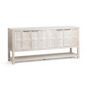 Classic Home Costa 4-door buffet cabinet with wood finish and modern design, featuring ample storage space and sleek handles.