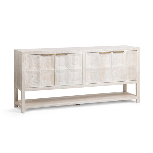 Classic Home Costa 4-door buffet cabinet with wood finish and modern design, featuring ample storage space and sleek handles.