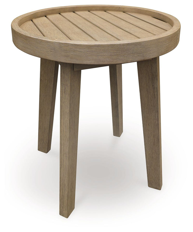 Marina Sun - Round End Table - Beige - R&R Furniture Gallery (Fountain Valley, CA)