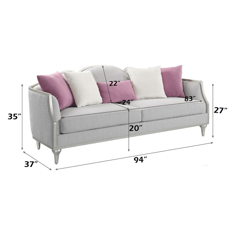 Kasa - Sofa With 5 Pillows - Beige Linen & Champagne - R&R Furniture Gallery (Fountain Valley, CA)