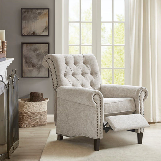 Aidan - Push Back Recliner Chair With Tufted Back And Nailhead Trim - Cream - R&R Furniture Gallery (Fountain Valley, CA)