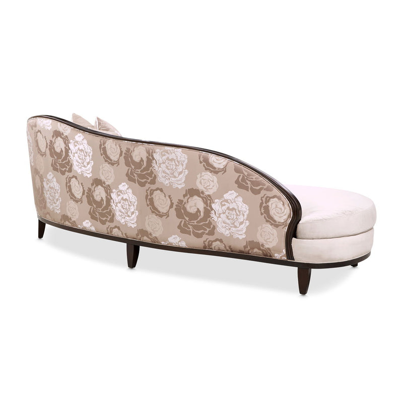 Camellia Field - Asymmetrical Velvet Sofa - Beige / Dark Brown - R&R Furniture Gallery (Fountain Valley, CA)